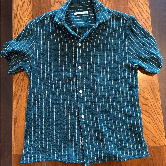 Zara Blue Striped Casual Shirt - Picture 3 of 4